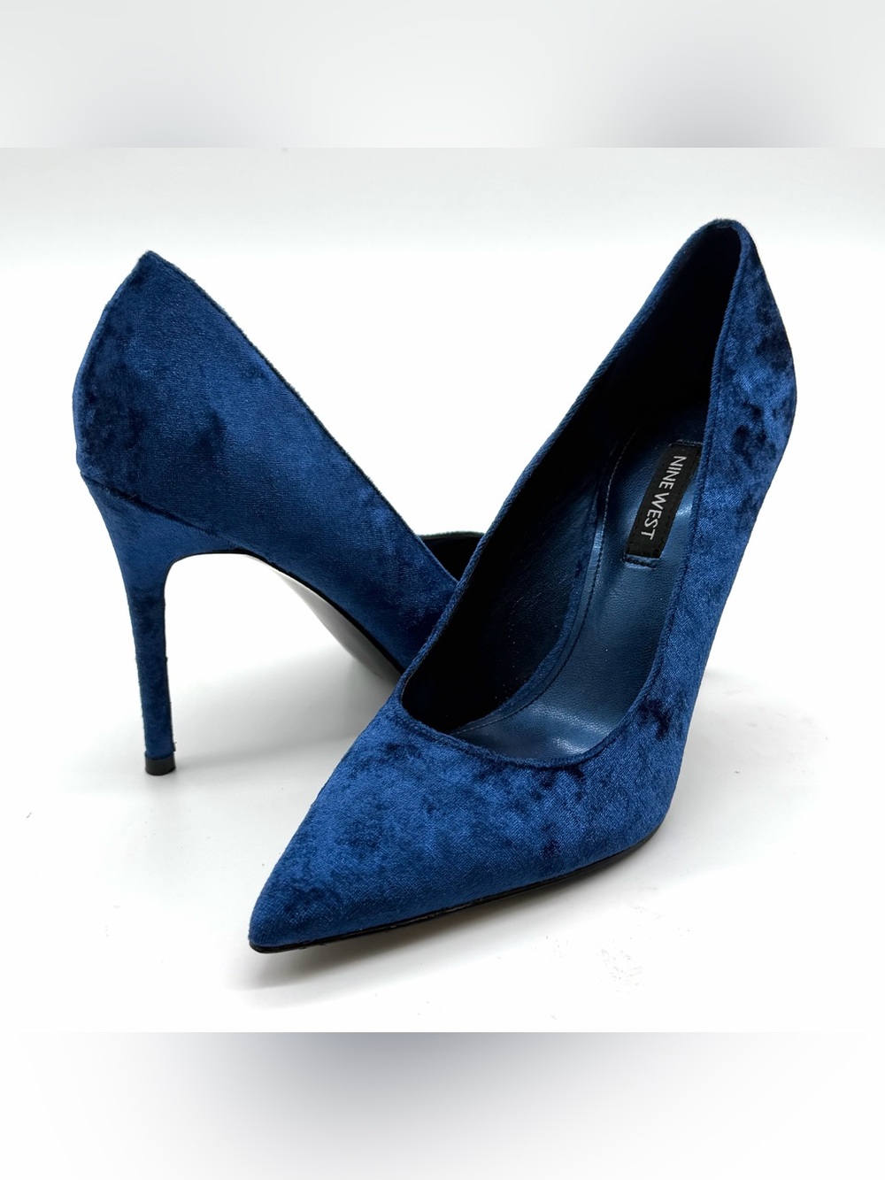 Nine West 7M‎ Blue Velvet Stiletto Pointed Toe Pumps for Women Slip On Solid